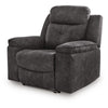 Beso Zero Wall Manual Recliner Chair with LED Light | Charcoal Faux Leather