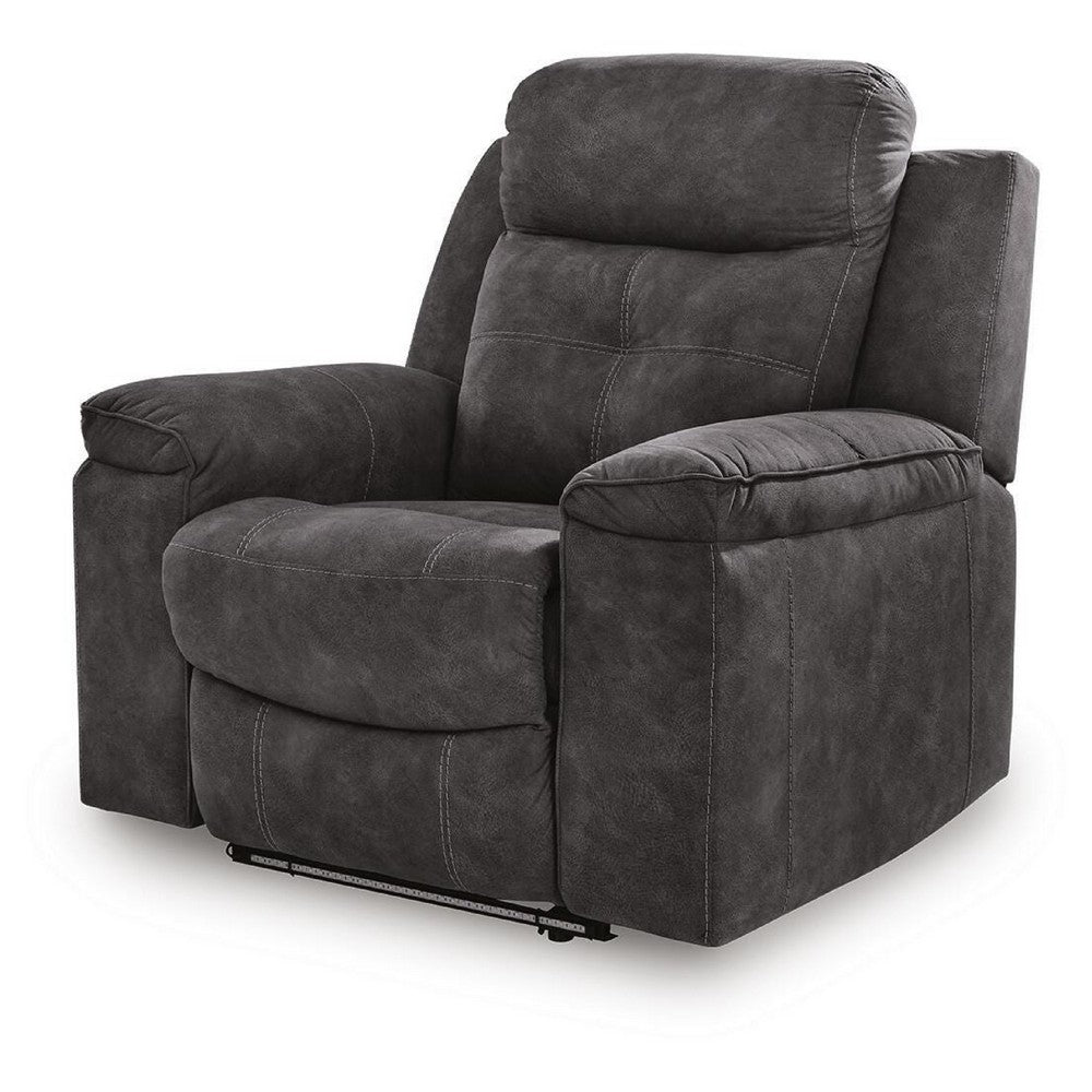Beso Zero Wall Manual Recliner Chair with LED Light | Charcoal Faux Leather