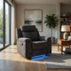 Beso Zero Wall Manual Recliner Chair with LED Light | Charcoal Faux Leather