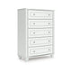 Koze Tall Dresser Chest | 5 Crystal Drawer and Bun Feet | White Wood