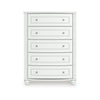 Koze Tall Dresser Chest | 5 Crystal Drawer and Bun Feet | White Wood