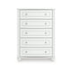 Koze Tall Dresser Chest | 5 Crystal Drawer and Bun Feet | White Wood