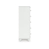 Koze Tall Dresser Chest | 5 Crystal Drawer and Bun Feet | White Wood