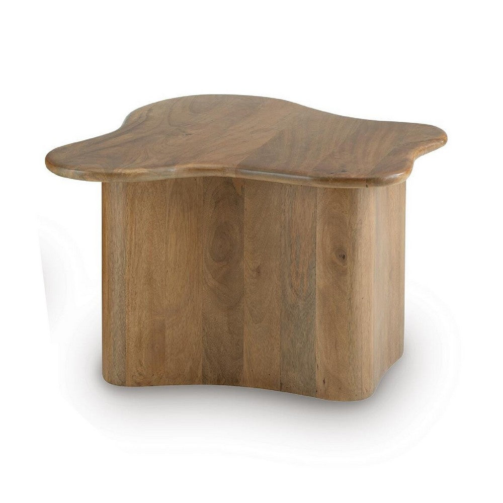 Anvy Accent Coffee Table | Set of 2 | Abstract Design | Brown Mango Wood