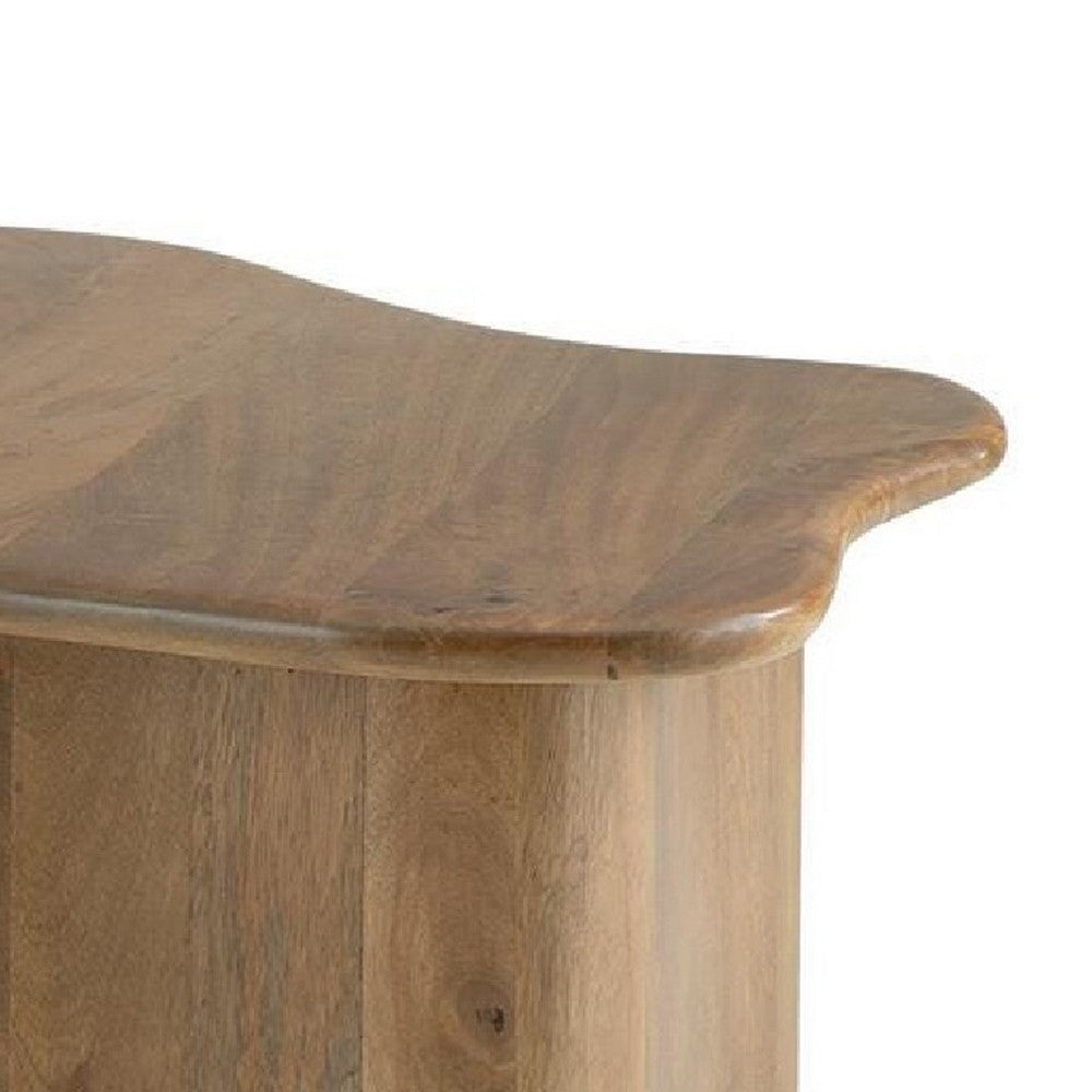 Anvy Accent Coffee Table | Set of 2 | Abstract Design | Brown Mango Wood