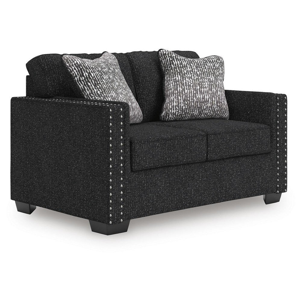 Jez Loveseat with LED Lighting and Nailhead Trim | Coal Chenille 60"