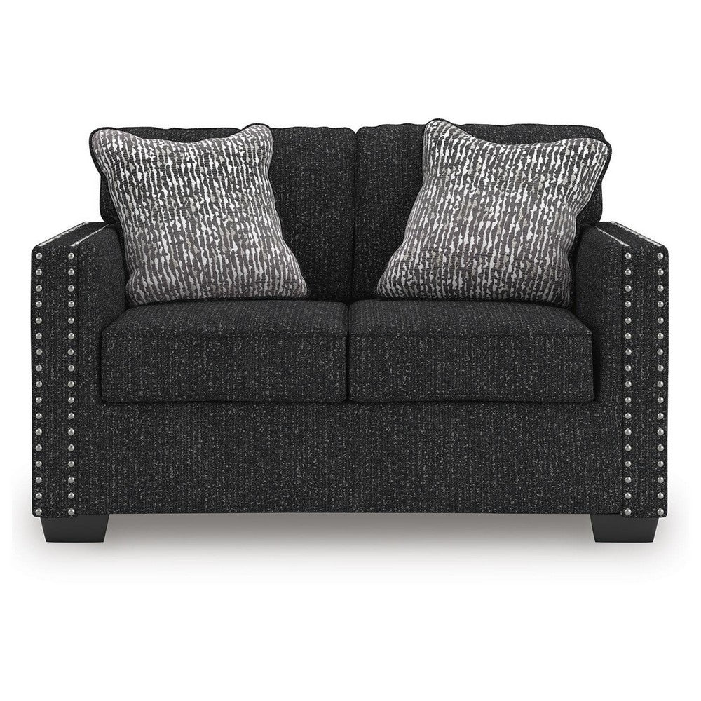 Jez Loveseat with LED Lighting and Nailhead Trim | Coal Chenille 60"