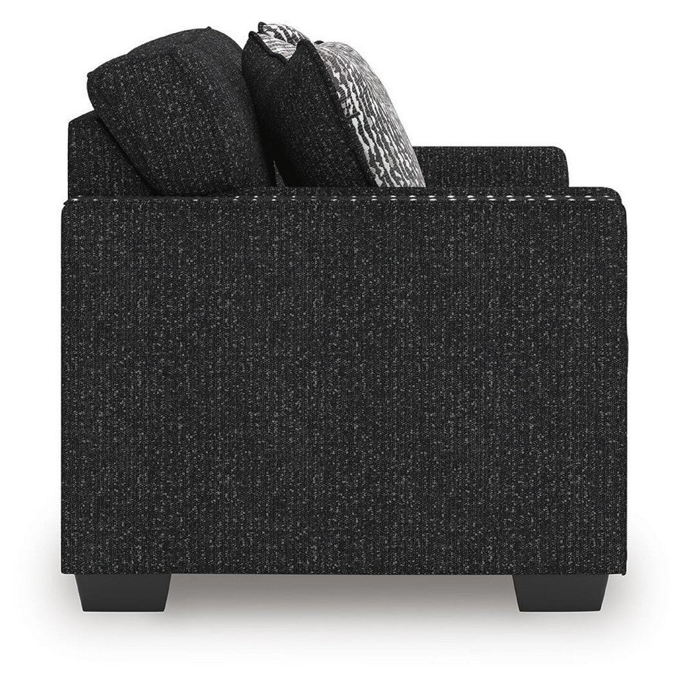 Jez Loveseat with LED Lighting and Nailhead Trim | Coal Chenille 60"