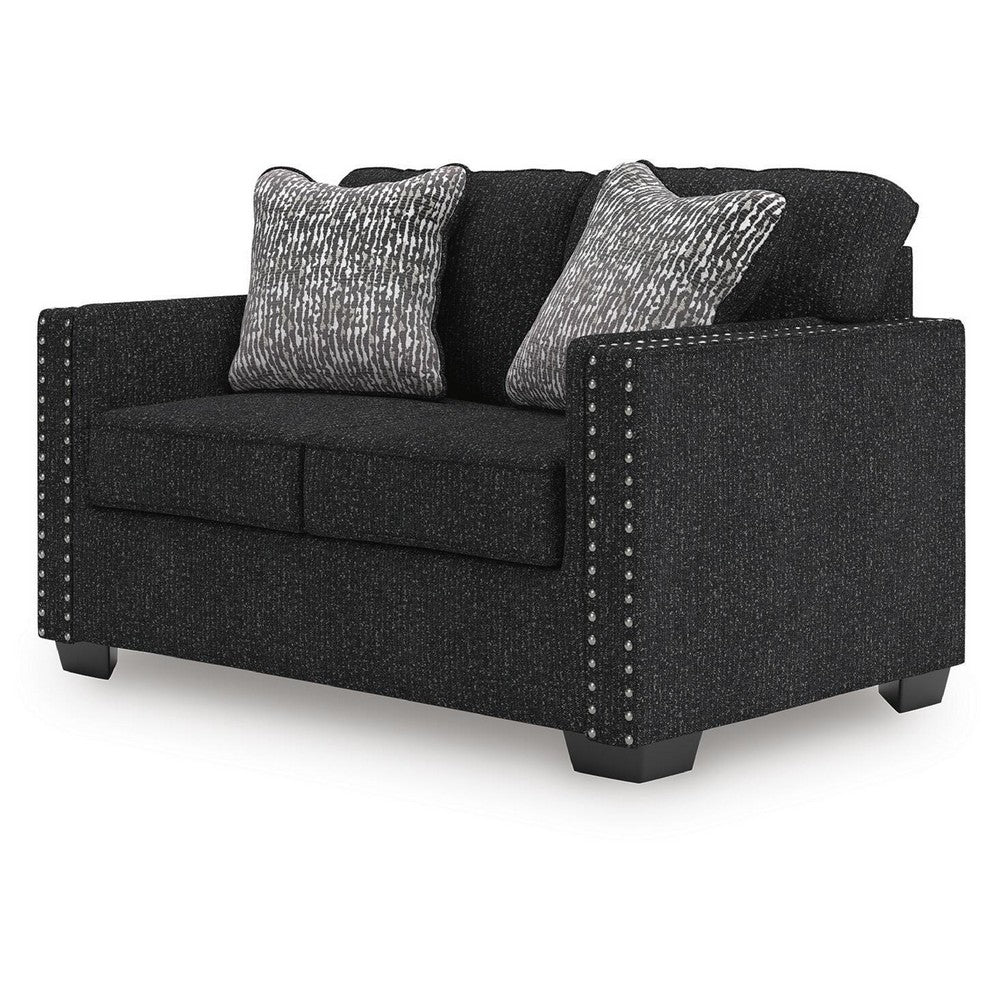 Jez Loveseat with LED Lighting and Nailhead Trim | Coal Chenille 60"