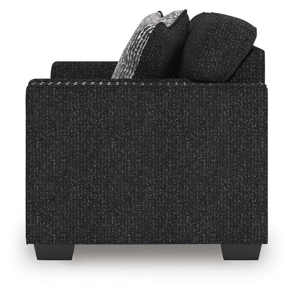 Jez Loveseat with LED Lighting and Nailhead Trim | Coal Chenille 60"