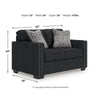 Jez Loveseat with LED Lighting and Nailhead Trim | Coal Chenille 60"