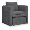 Vanie Accent Chair Pull-Out Ottoman | Charcoal-Black Polyester