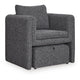Vanie Accent Chair Pull-Out Ottoman | Charcoal-Black Polyester