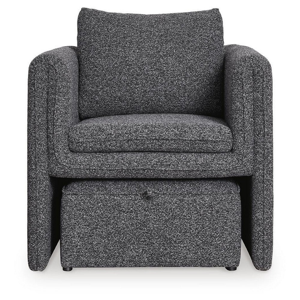 Vanie Accent Chair Pull-Out Ottoman | Charcoal-Black Polyester