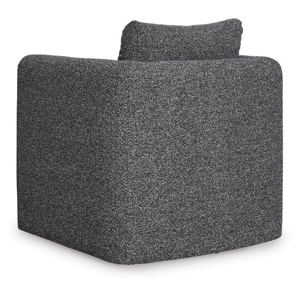Vanie Accent Chair Pull-Out Ottoman | Charcoal-Black Polyester