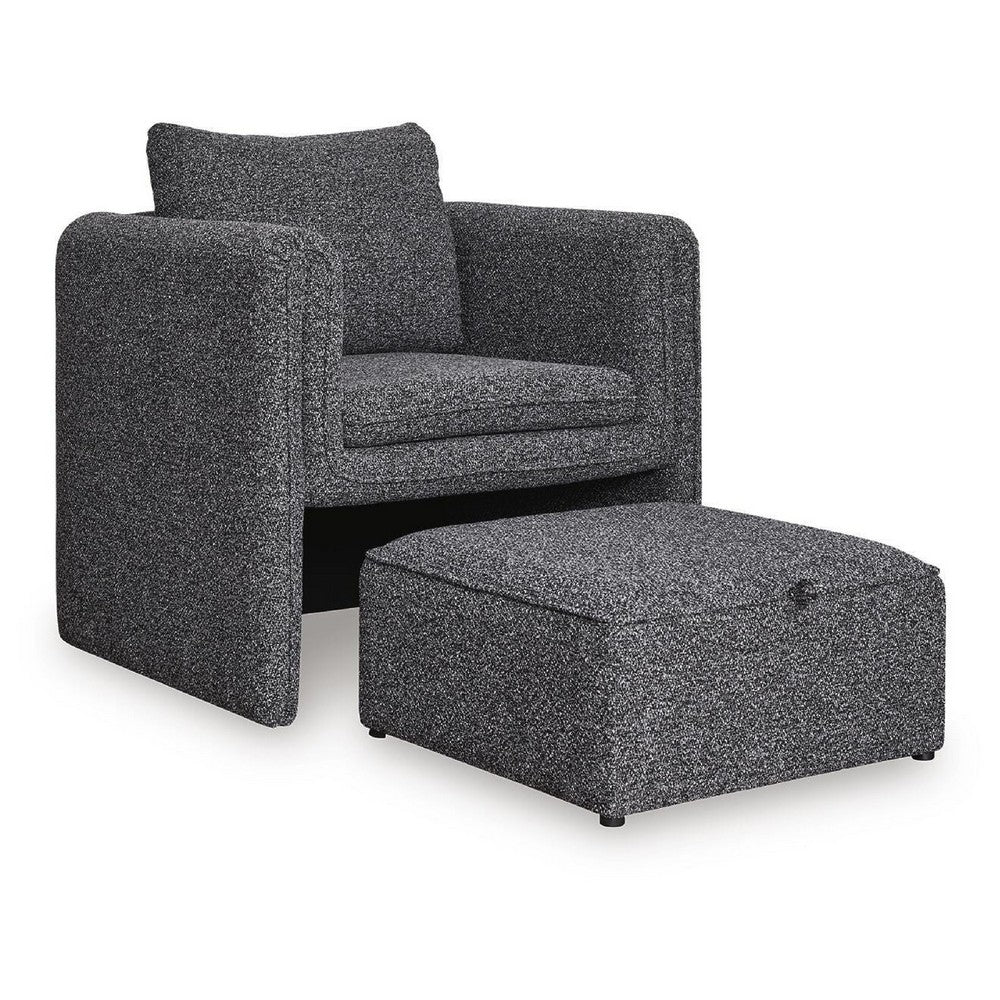 Vanie Accent Chair Pull-Out Ottoman | Charcoal-Black Polyester