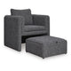 Vanie Accent Chair Pull-Out Ottoman | Charcoal-Black Polyester
