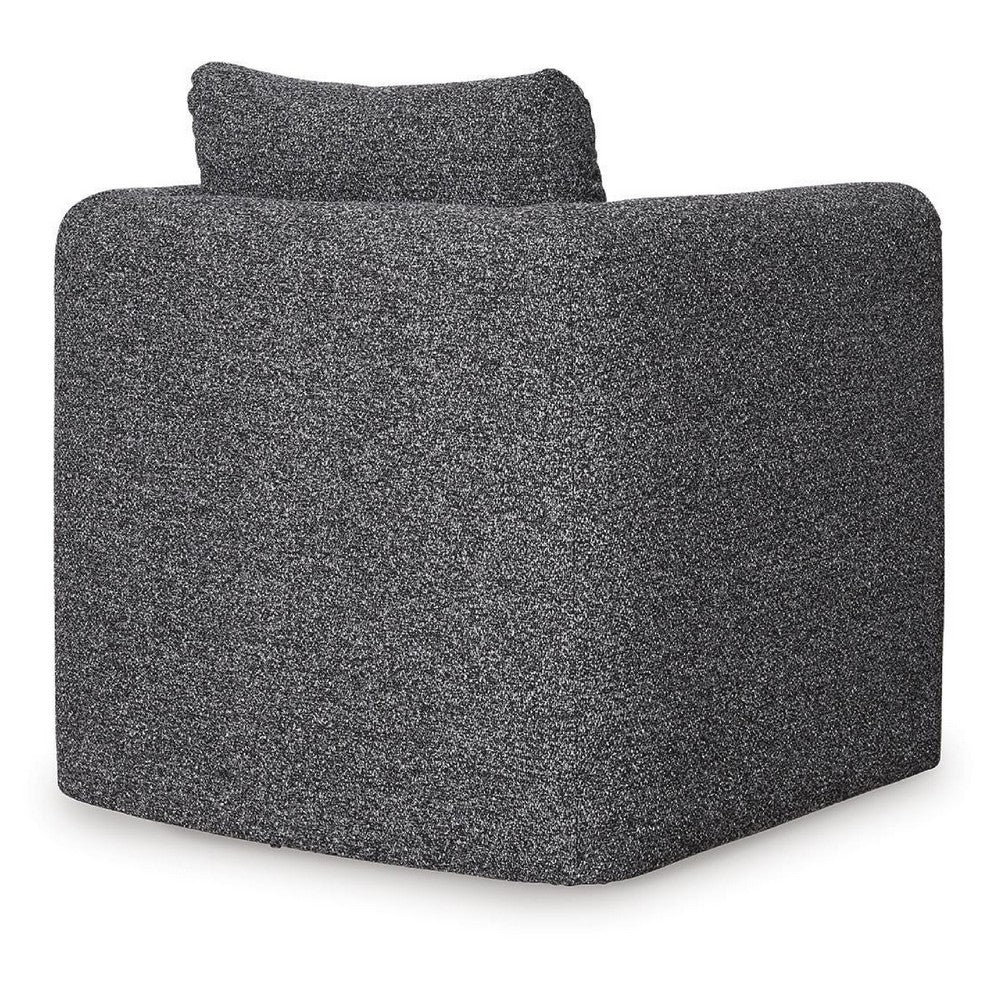 Vanie Accent Chair Pull-Out Ottoman | Charcoal-Black Polyester