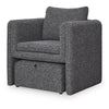 Vanie Accent Chair Pull-Out Ottoman | Charcoal-Black Polyester