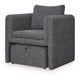 Vanie Accent Chair Pull-Out Ottoman | Charcoal-Black Polyester