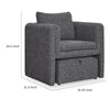 Vanie Accent Chair Pull-Out Ottoman | Charcoal-Black Polyester
