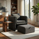 Vanie Accent Chair Pull-Out Ottoman | Charcoal-Black Polyester