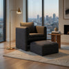 Vanie Accent Chair Pull-Out Ottoman | Charcoal-Black Polyester