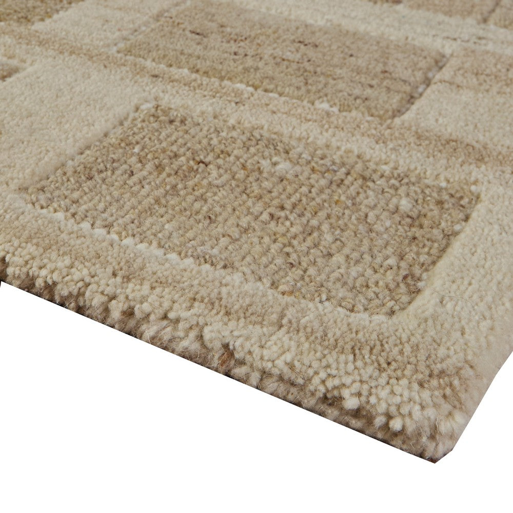 Lisa Hand Tufted Large Area Rug | Brick Pattern | Tan Wool-Polyester 8x10