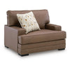 Vile Oversized Chair with Accent Pillow | Caramel Faux Leather