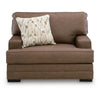 Vile Oversized Chair with Accent Pillow | Caramel Faux Leather