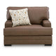 Vile Oversized Chair with Accent Pillow | Caramel Faux Leather
