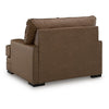 Vile Oversized Chair with Accent Pillow | Caramel Faux Leather