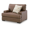 Vile Oversized Chair with Accent Pillow | Caramel Faux Leather