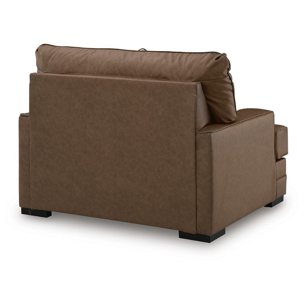 Vile Oversized Chair with Accent Pillow | Caramel Faux Leather