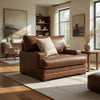 Vile Oversized Chair with Accent Pillow | Caramel Faux Leather