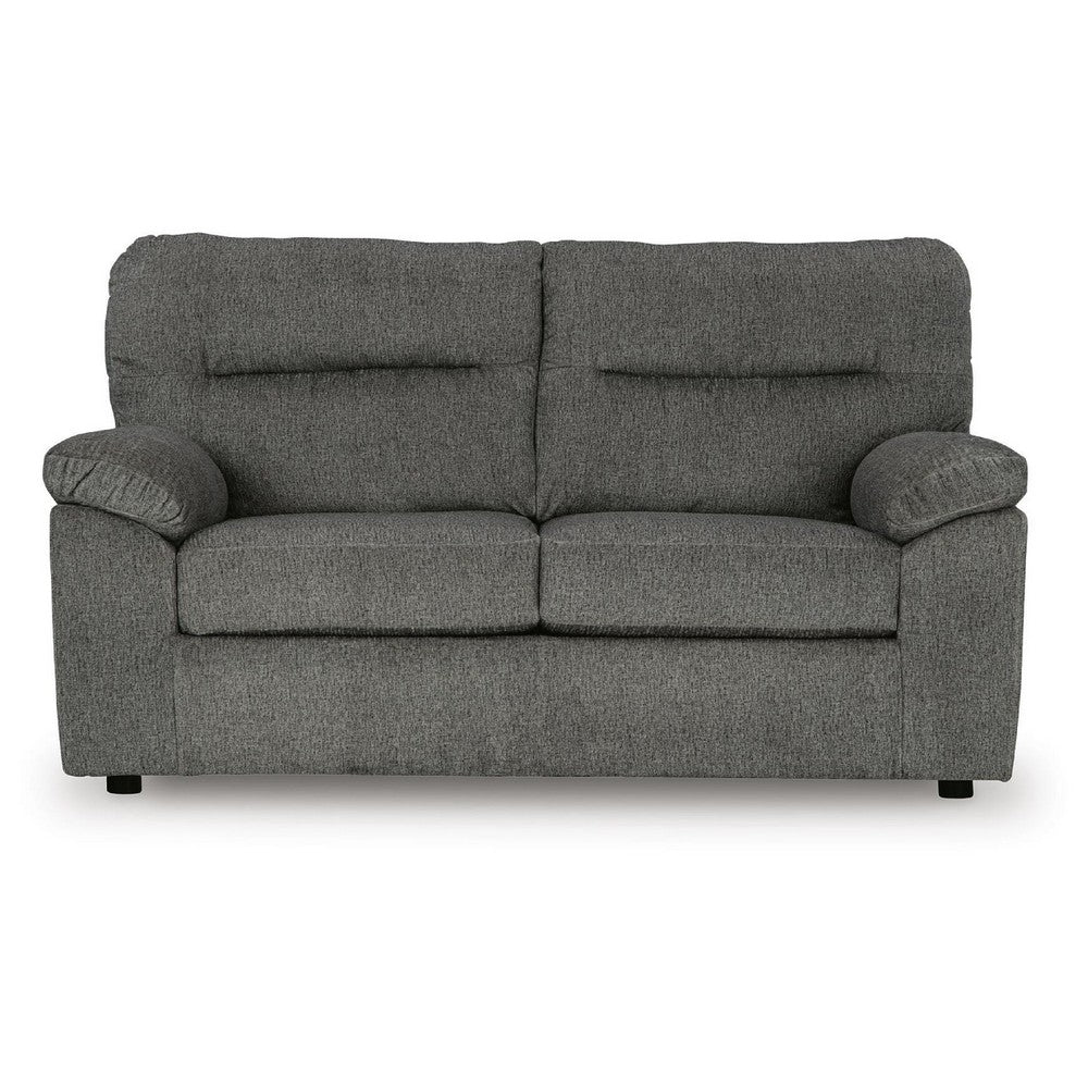 Yido Loveseat with Black Non-Skid Legs | Padded Arms | Mineral Polyester 72"