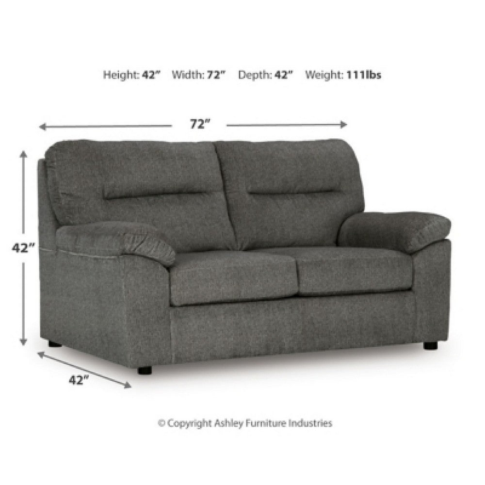 Yido Loveseat with Black Non-Skid Legs | Padded Arms | Mineral Polyester 72"