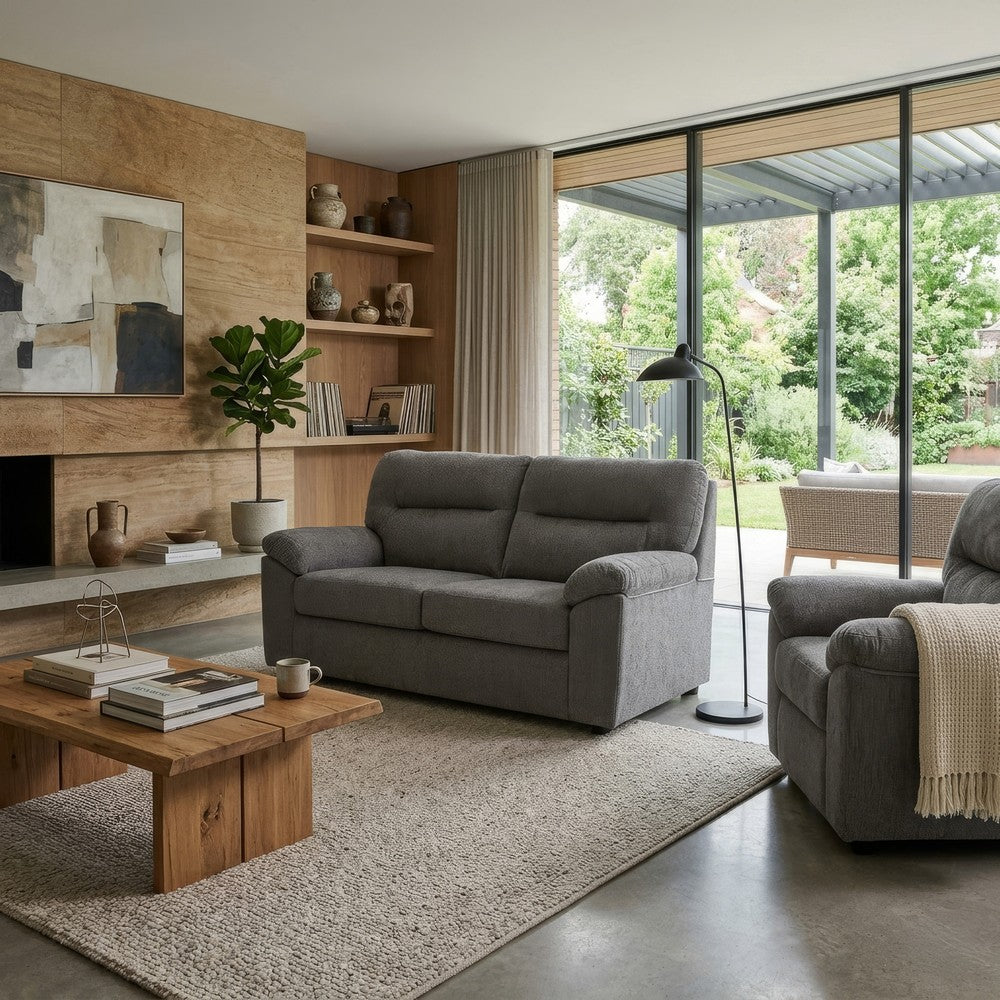 Yido Loveseat with Black Non-Skid Legs | Padded Arms | Mineral Polyester 72"