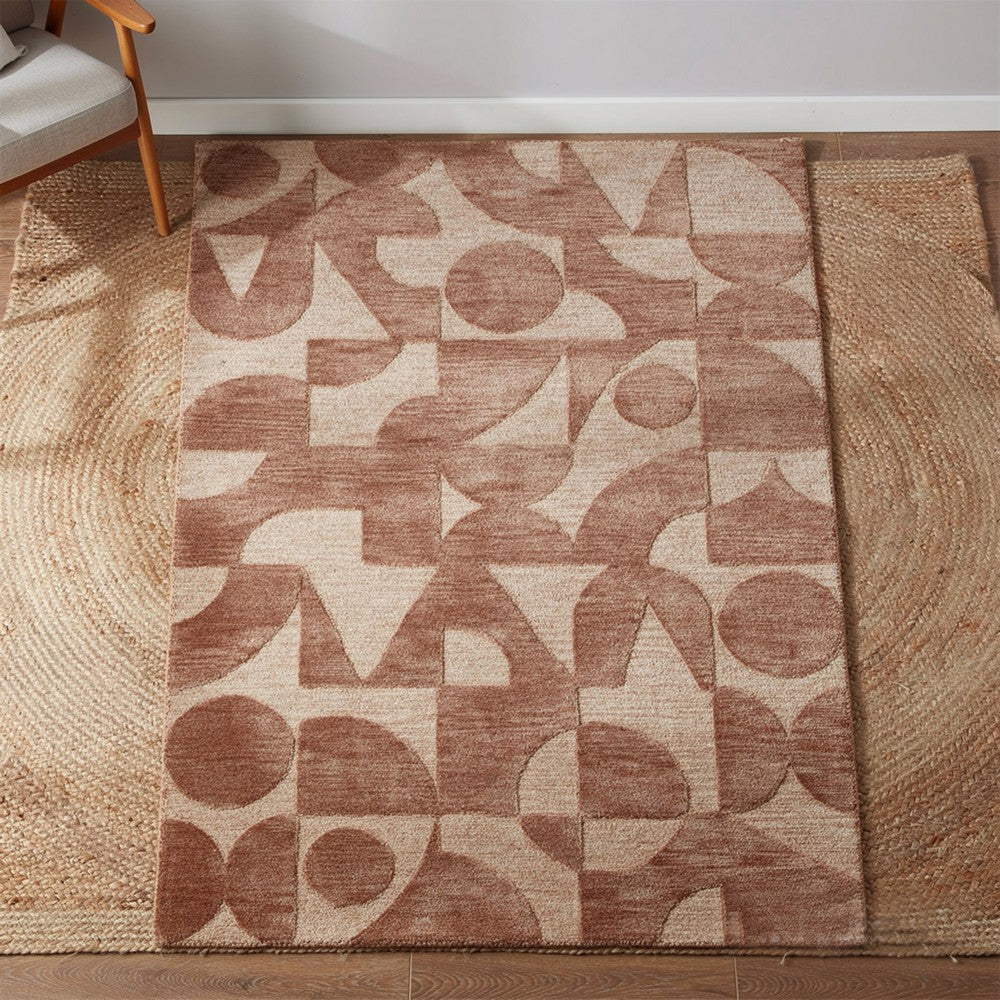 Perry Large Area Rug | Geometric Accents | Hand-Tufted Clay Polyester 8x10