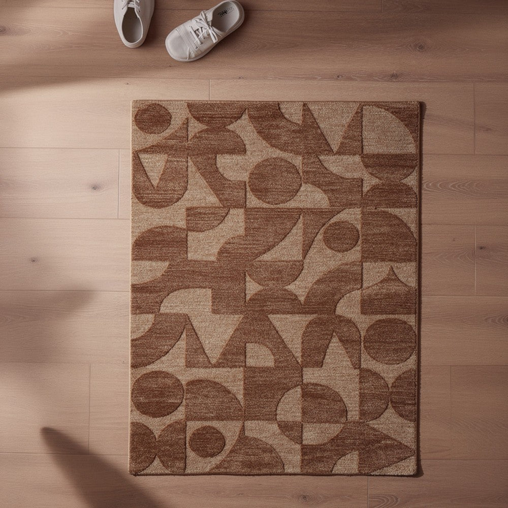 Perry Large Area Rug | Geometric Accents | Hand-Tufted Clay Polyester 8x10