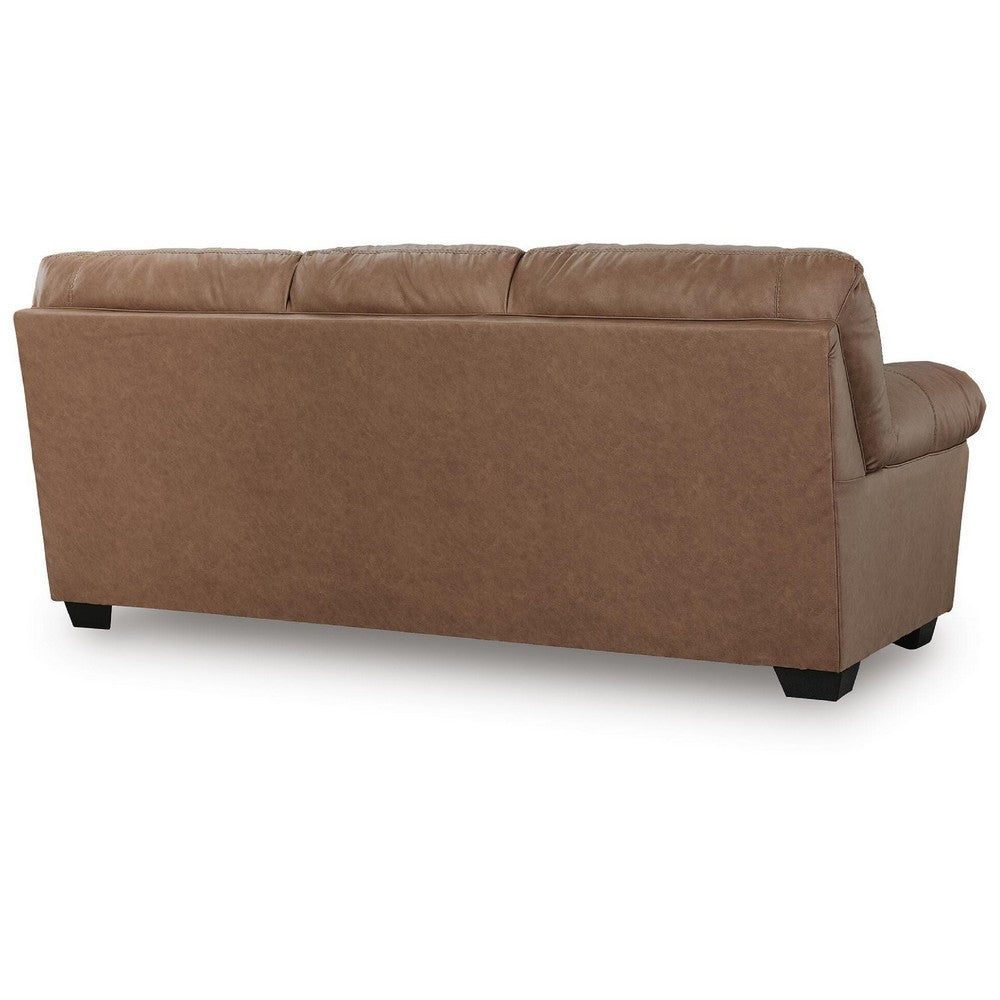Lalie Sofa | Corner Blocked Frame | Jumbo-Stitch | Caramel Faux Leather 87"