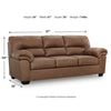 Lalie Sofa | Corner Blocked Frame | Jumbo-Stitch | Caramel Faux Leather 87"