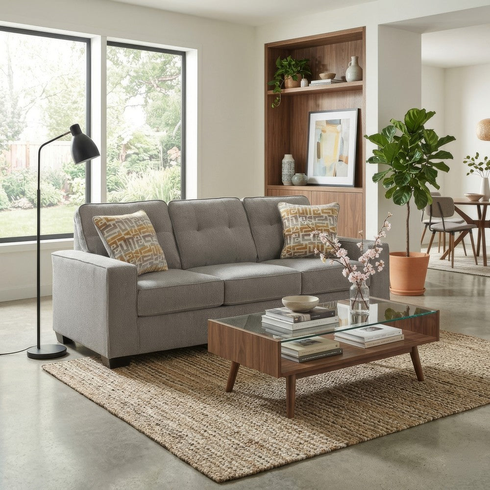 Bonny Sofa with Track Arms and Accent Pillows | Iron Polyester 88"