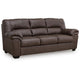 Lalie Sofa | Corner Blocked Frame | Jumbo-Stitch | Umber Faux Leather 87"