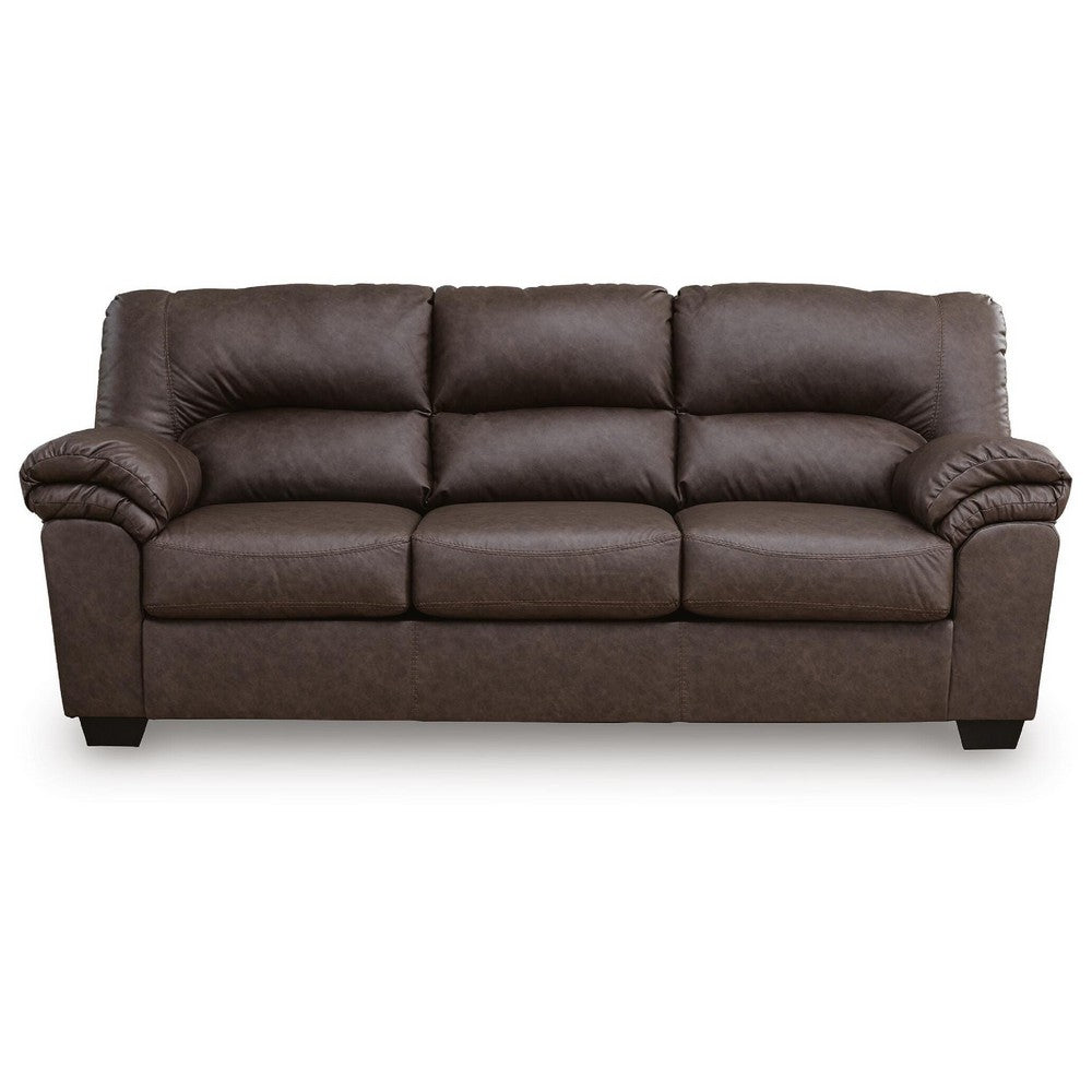 Lalie Sofa | Corner Blocked Frame | Jumbo-Stitch | Umber Faux Leather 87"