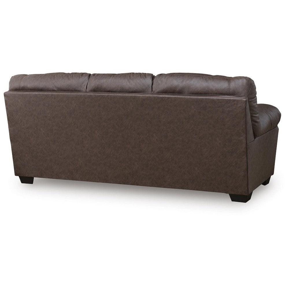 Lalie Sofa | Corner Blocked Frame | Jumbo-Stitch | Umber Faux Leather 87"