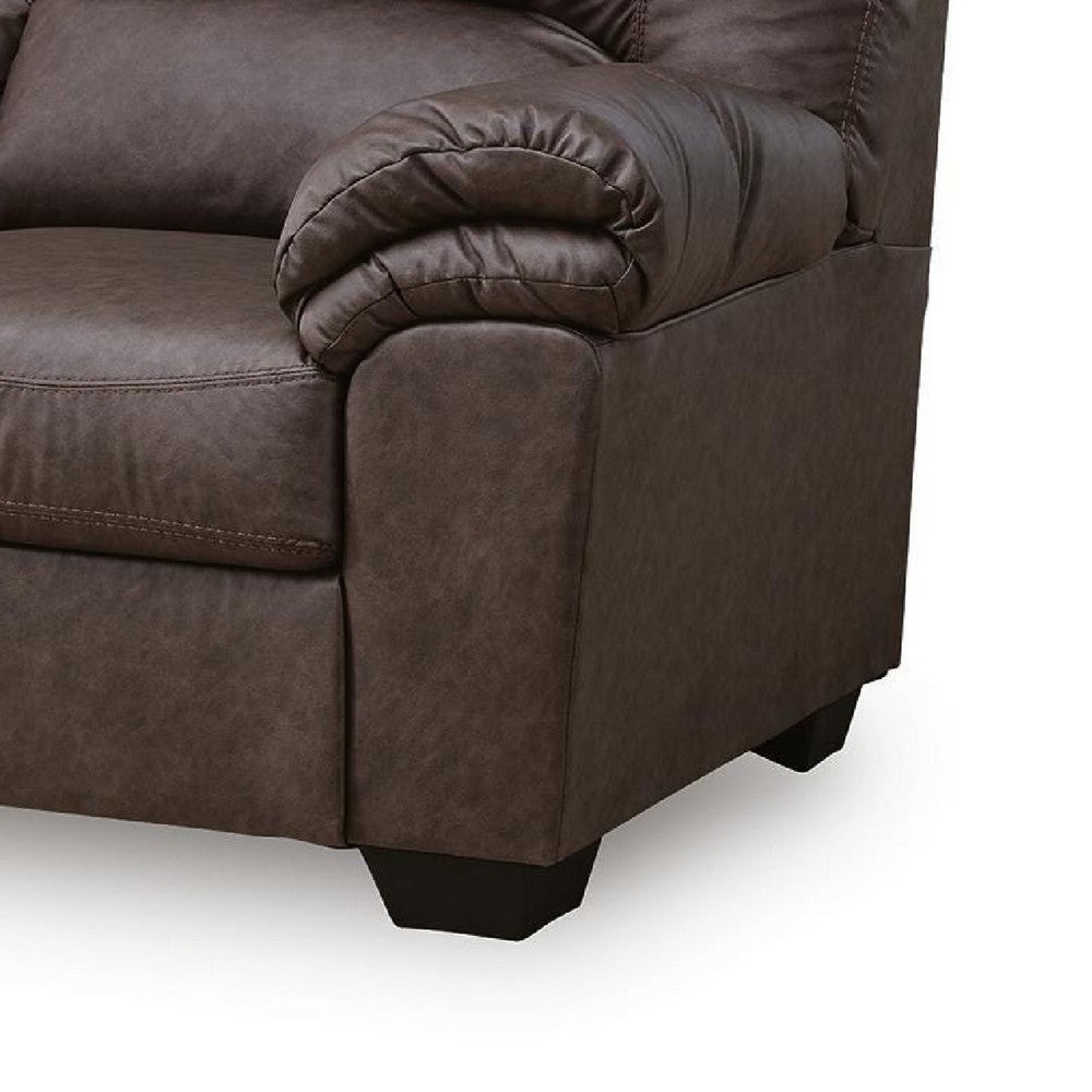 Lalie Sofa | Corner Blocked Frame | Jumbo-Stitch | Umber Faux Leather 87"