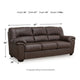 Lalie Sofa | Corner Blocked Frame | Jumbo-Stitch | Umber Faux Leather 87"