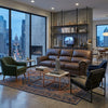 Lalie Sofa | Corner Blocked Frame | Jumbo-Stitch | Umber Faux Leather 87"