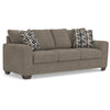 Teu Transitional Sofa with Striped Accent Pillows | Brown-Gray Chenille 90"